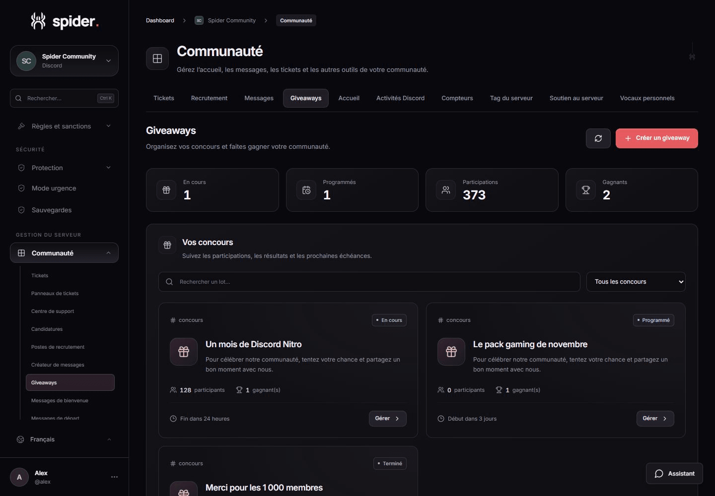 Giveaways, entries and results