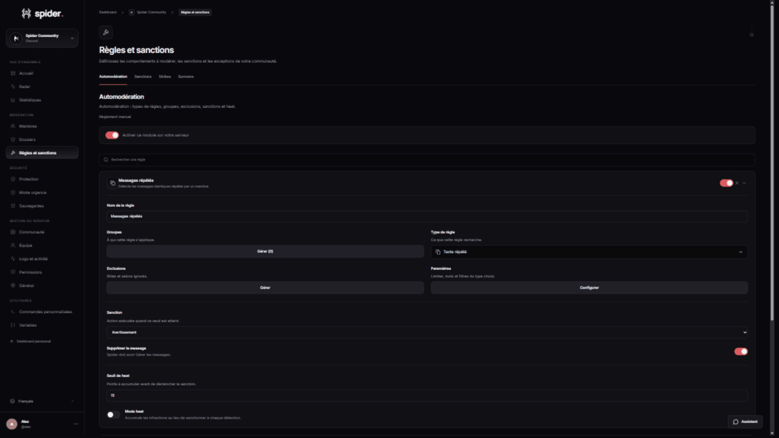 Auto moderation rule editor