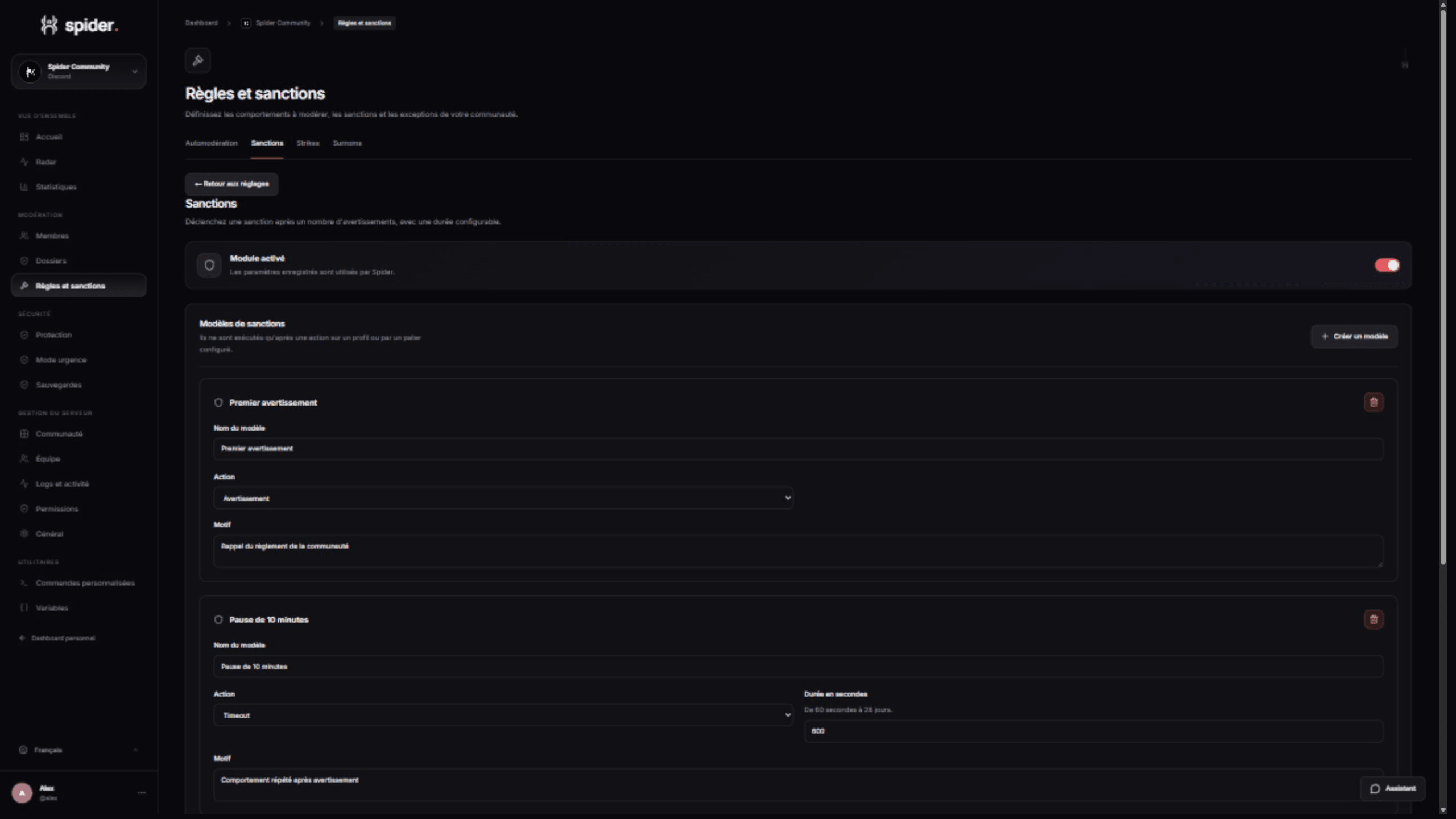 Sanction templates