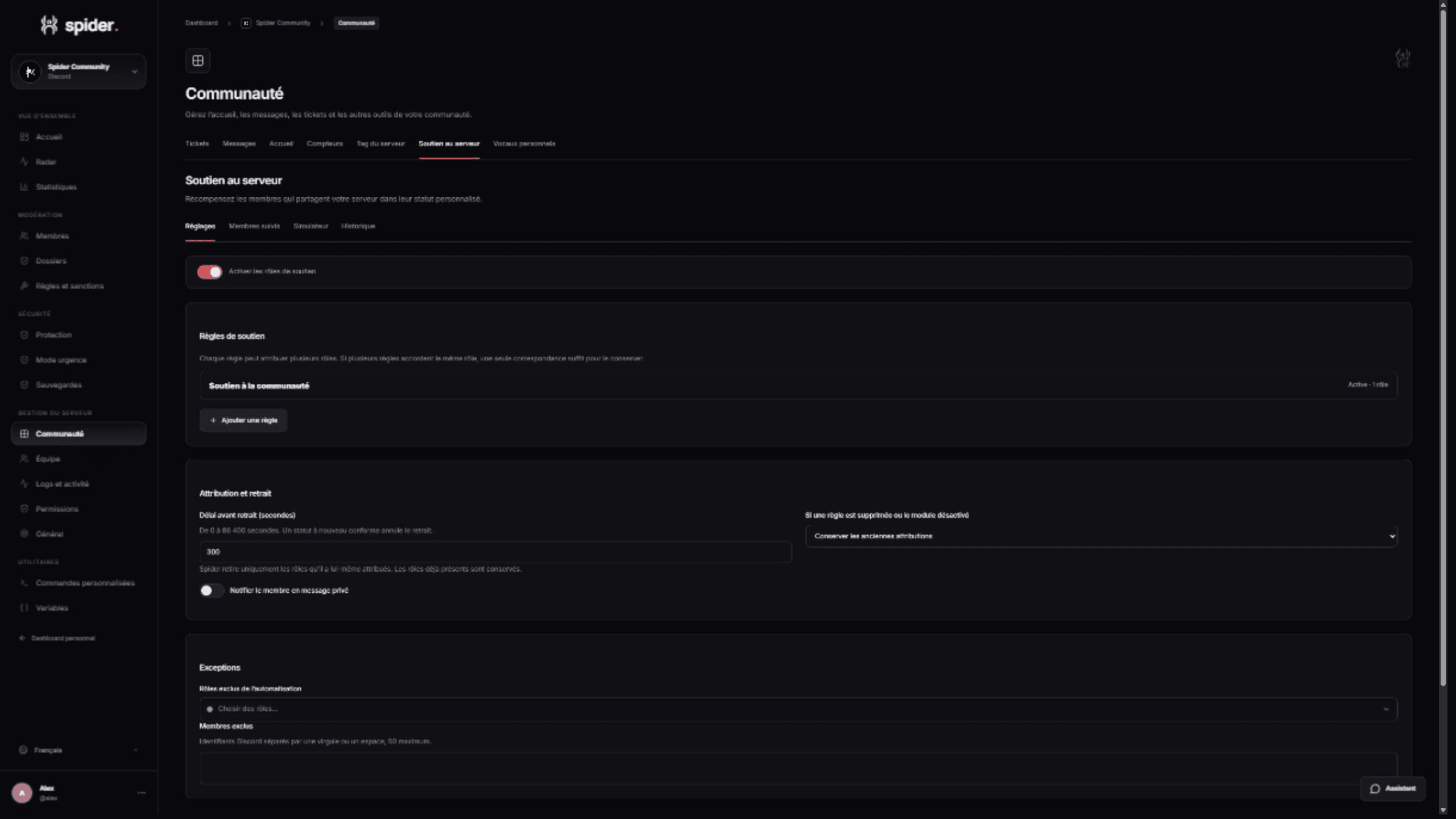 Custom status support rules