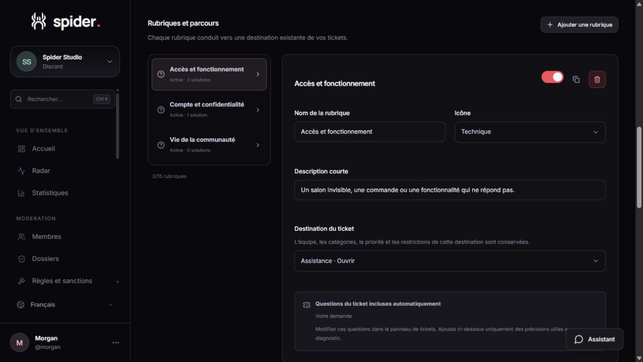 Support topic configuration